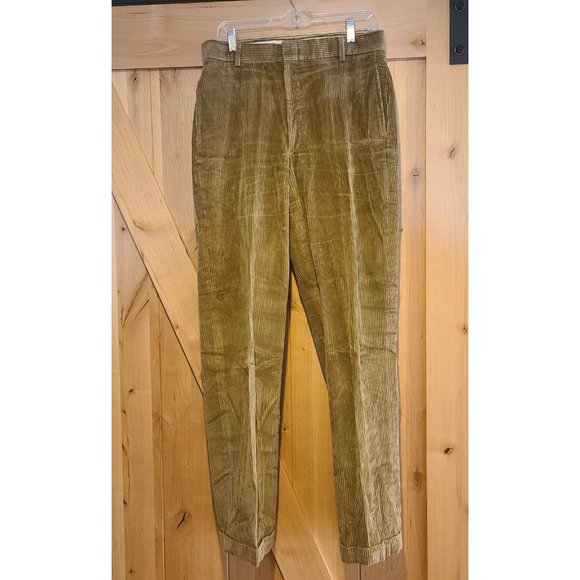 Brooks Brothers Other - Brooks Brothers Mens 33x34 Brown Corduroy Cuffed Hem Pants Flat Front